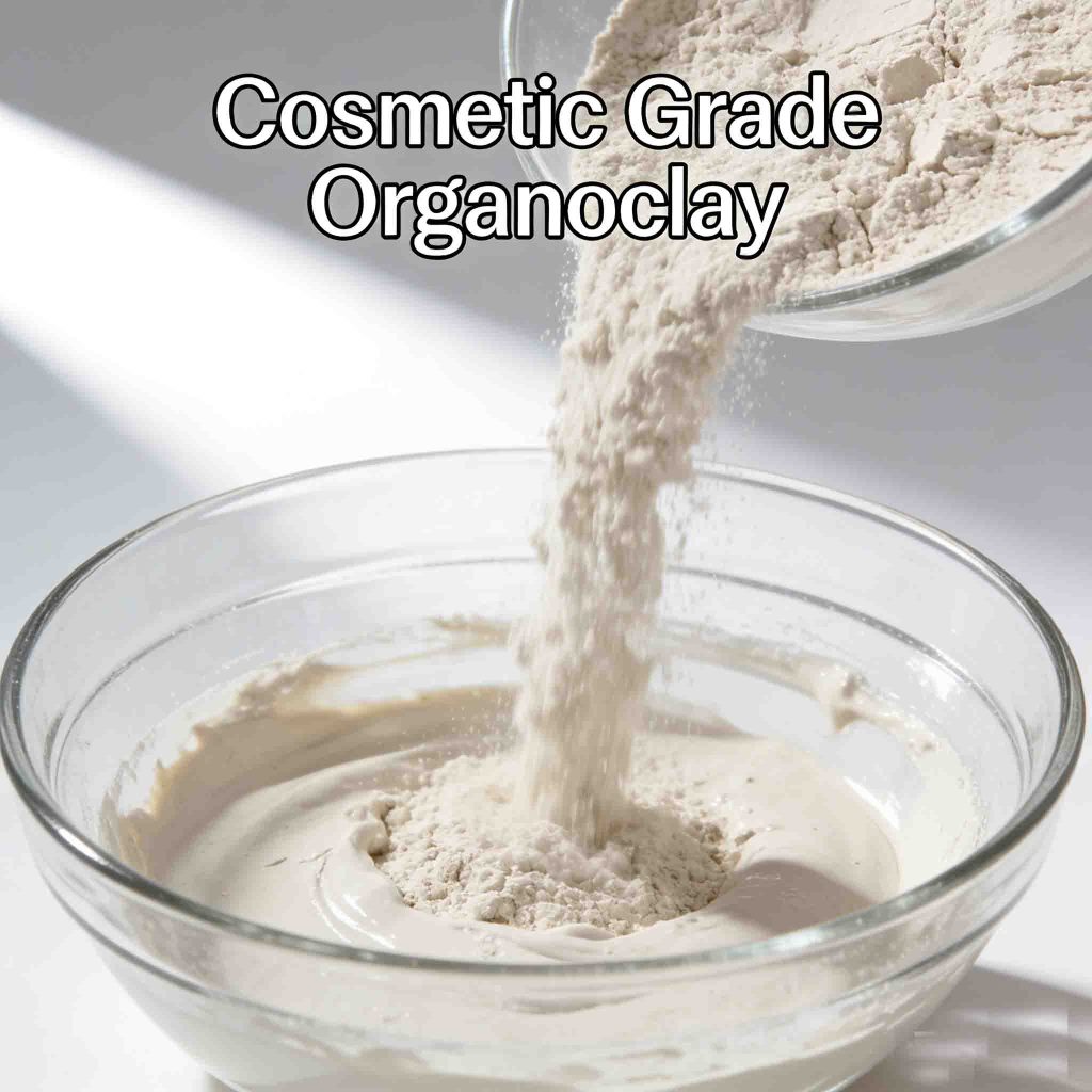 Organoclay rheology modifier for cosmetic emulsions